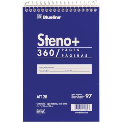 Blueline - Bloc-notes sténo à spirale en papier blanc - 350 Feuilles - Reliure spirale - Avant Surface quadrillé - format 6 po (152,40 mm) x 9 po (228,60 mm) - Paper Blanc - Cover Carton - Couverture rigide - 1 chaque RELIURE SPIRALE  COUV. FLEX 360 P.  RELIURE AU HAUT