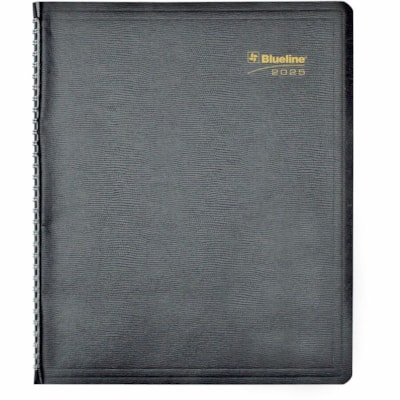 Blueline Essential Weekly Appointment Planner, Bilingual - Weekly - January 2025 - December 2025 - 7:00 AM to 8:45 PM - Monday - Friday, 7:00 AM to 4:45 PM - Saturday - 1 Week Double Page Layout - 9 1/16" (230.17 mm) x 11" (279.40 mm) Sheet Size - Twin Wire - Black - 11" (279.40 mm) Height - Bilingu  