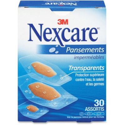 Pansement adhésif Nexcare3M - 30 / boîte 30/PQT  FORMATS VARIÉES 