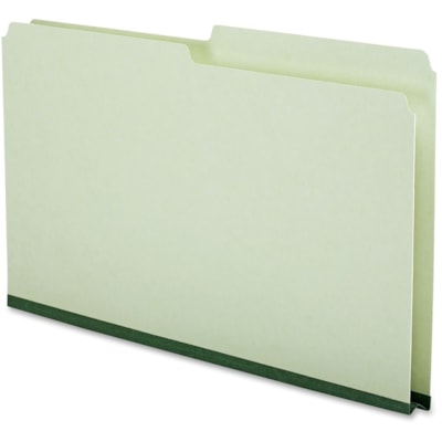 Pendaflex Legal Recycled Top Tab File Folder - 8 1/2" (215.90 mm) x 14" (355.60 mm) - Pressboard - Green - 30% Recycled - 50 / Box RIGHT GREEN 75% REC. 1 IN CAP RIP PROOF HINGE