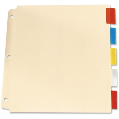 Oxford Loose Leaf Index Tab - 5 Tab(s) - 9.75" (247.65 mm) Divider Width x 11" (279.40 mm) Divider Length - 3 Hole Punched - Manila Divider - Assorted Plastic Tab(s) - 5 / Set ASSORTED  5 TABS  LETTER 