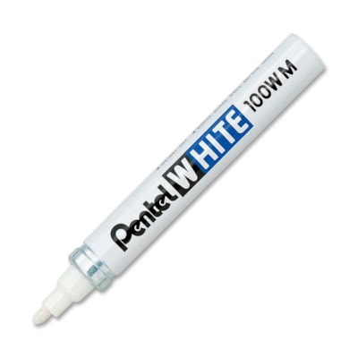 Pentel Felt Tip White Marker - Medium Marker Point - White Ink - 1 Each DRAW OPAQUE WHITE LINES ON METAL  GLASS  PLASTAIC ETC