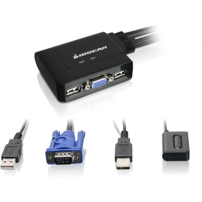IOGEAR GCS22u 2-Port USB KVM Switch - 2 x 1 - 4 x Type A USB, 2 x HD-15 Monitor  with Cables and Remote - Max resolution: 2048 x 1
