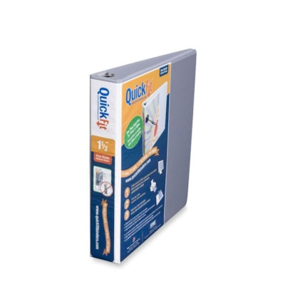 QuickFit Quick Fit Instant Angle D-Ring Binder - 1 1/2" (38.10 mm) Binder Capacity - Letter - 8 1/2" (215.90 mm) x 11" (279.40 mm) Sheet Size - 3 Ring(s) - Fastener(s): D-Ring - Gray - Clear Overlay - 14 / Carton D-RING  OVERLAY USES LTTR SIZE PAPER FOR CUSTOM INSERT