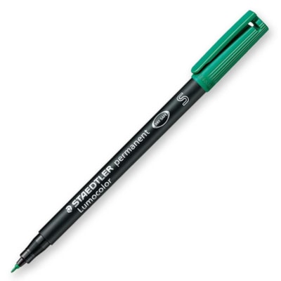 Stylo à pointe poreuse Lumocolor - 0,4 mm (0,02 po) Supr fine Pointe de stylo - Rechargeable - Ink Vert - Barrel Noir Polypropylène - 1 chaque SUPER FIN RSTNT AX TCH IMPRMBL 