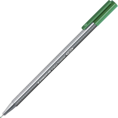 Staedtler Triplus Fineliner 334 - 0.3 mm (0.01") Super Fine Pen Point - Washable - Green Ink - Water Based - Gray Polypropylene Barrel - Metal Tip - 5 / Pack 0.3 MM  5/PK 