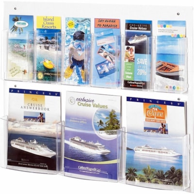Safco - Présentoir à neuf compartiments pour magazines et brochures - 9 Compartiment(s) - Compartment Size : 7 po (177,80 mm) x 2 po (50,80 mm) x 9,12 po (231,65 mm) - hauteur de 23,5 po (596,90 mm) x largeur de 28 po (711,20 mm) x profondeur de 3 po (76,20 mm) - Anti-fracture - clair -   