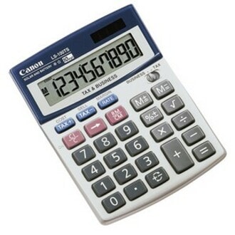 Canon LS-100TS Business Calculator - 10 Digits - LCD - Battery/Solar Powered - 1.3" (32 mm) Height x 4.1" (103 mm) Width x 5.3" (135 mm) Depth LRG TAX CALC.COST/SELL MARGIN DUAL POWER