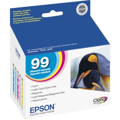 Epson Claria Original Ink Cartridge - Inkjet - Cyan, Light Cyan, Magenta, Yellow - 1 Pack INK #99 FOR ARTISAN 700 800 