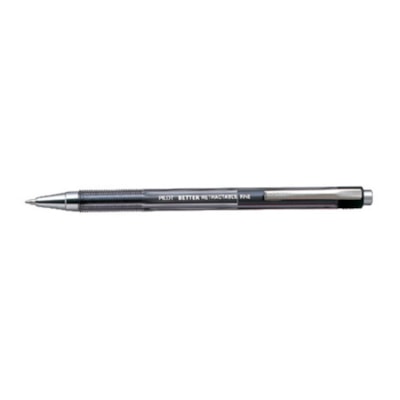 Pilot The Better Retractable Ballpoint Pen - Black Ink FINE  REFILLABLE CLEAR BARREL FINGER GRIP USES RFB REFILL