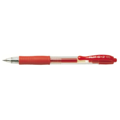 G2 - Stylo à bille roulante BLG25-RD - 0,5 mm (0,02 po) Extra fine Pointe de stylo - Rechargeable - Rétractable - Ink Rouge - A base de gel - Barrel Rouge - 1 chaque PRISE CAOUTCHOUTÉE  AGRAFE EN PLASTIQUE  RECHARGEABLE