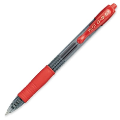 Pilot G2 Retractable Gel Ink Rolling Ball Pen - Red Ink - 1 Dozen FINE RUBBER GRIP PILOT 