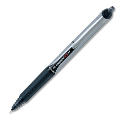 Pilot Hi-Tecpoint Retractable Rollerball Pen - Pen Point Size: 0.5mm - Ink Color: Black 0.5MM EXTRA FINE  LIQUID INK 