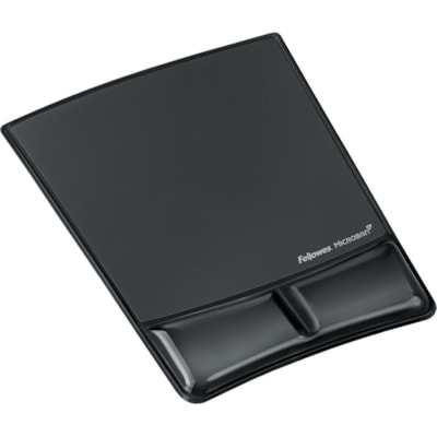 Fellowes Mouse Pad / Wrist Support with Microban® Protection - 0.88" (22.35 mm) x 8.25" (209.55 mm) x 9.88" (250.95 mm) Dimension - Black - 1 Pack BLACK GEL FELLOWES 