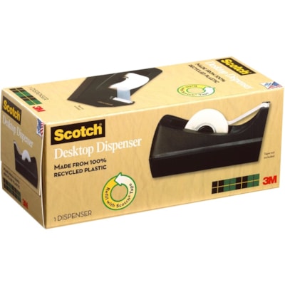 3M Scotch C38 Desktop Tape Dispenser - Holds Total 1 Tape(s) - 25.4mm Core - Black 100% PCW C38 