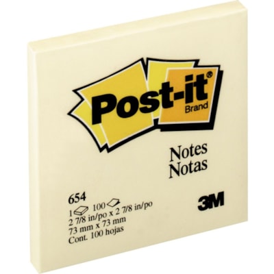 Post-it® - Feuillets Post-it, jaune canari, 3 po x 3 po, bloc de 100 feuillets - largeur de drapeau/note 3 po (76,20 mm) x longueur de drapeau/note 3 po (76,20 mm) - Carré - 100 Feuilles par bloc - Non ligné - Jaune canari - Papier - Autocollant, Repositionnables - 1 chaque AMOVIBLES  COLLENT À LA PLUPART DES SURFACES  100/BLOC