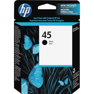 HP - Cartouche jet d'encre 45 (51645A) D'origine Jet d'encre - Packet unique - Noir - 1 chaque - Jet d'encre - 1 Unité PR DESKJET850C DESIGNJET750C/ 755CM/820CXI CAPA.DE 833 PAGES