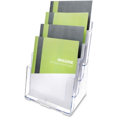 Deflecto Multi-Compartment DocuHolder - 920 x Sheet - 4 Compartment(s) - Compartment Size : 1.57" (40 mm) - 13.5" (342.90 mm) Height x 9.3" (234.95 mm) Width x 7" (177.80 mm) Depth - Desktop - Clear - Polystyrene - 1 Each MAGAZINE 4-TIER CASCADING PKTS 9-1/2" X 13-1/2" X 7"