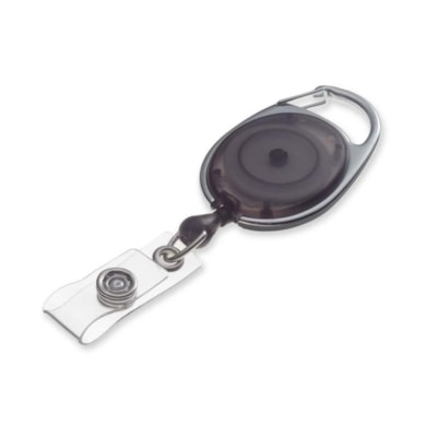 GBC BadgeMates Translucent Carabiner Badge Reel - 36" (914.40 mm) Height - Nylon - Black - 10 Pack 10/BX 