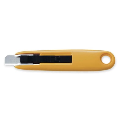 Olfa - Couteau de sécurité compact - Auto-rétractable - Acier - Noir, Jaune - 1 chaque AUTO-RÉTRACTABLE & COMPACT 