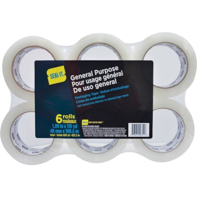 Conros Seal-It General Use Packaging Tape - 109.4 yd (100 m) Length x 2" (50.8 mm) Width - Clear - For Sealing, Mailing, Label Protection - 6 / Pack CLEAR  LIGHT DUTY PKG TAPE 