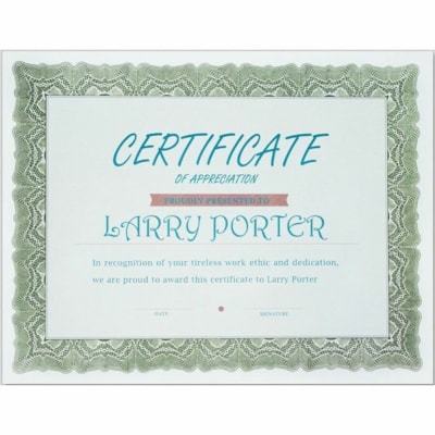 First Base St. James Green Bond Certificate - 11" (279.40 mm) Width x 8.50" (215.90 mm) Length - Laser, Inkjet Compatible - Gold with Gioche Green Border - 100 / Pack W/GOLD IMPRINTABLE SEALS PACKAGE OF 100