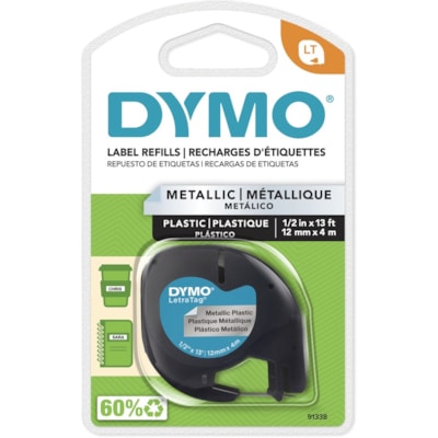 Dymo - Cartouche de ruban pour étiqueteuse LetraTag - largeur de 1/2 po (12,70 mm) - Thermique directe - Argenté - 1 chaque PLASTIQUE 12MM X 23PI DE LONG POUR MACHINES LETRATAG DYMO
