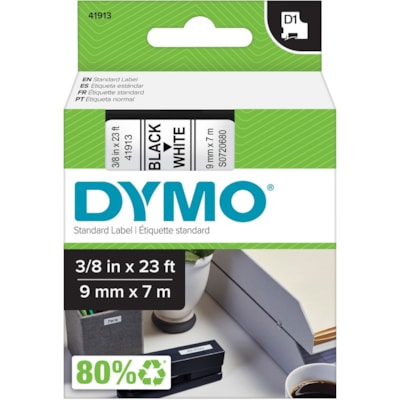 Dymo - Cartouche de bande électronique D1 - largeur de 3/8 po (9,40 mm) - Transfert thermique - Blanc - Polyester - 1 chaque VINYLE 9MM 23 PI POUR SÉRIES 1000 4000 5000 DYMO
