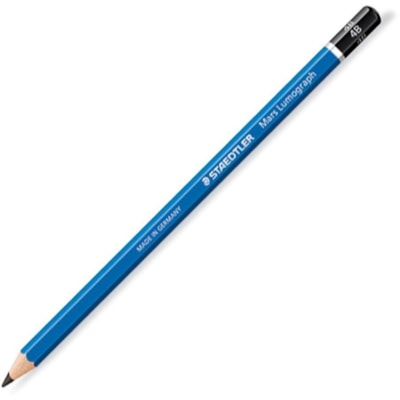 Staedtler Mars Lumograph Pencil - Gray Lead - 4B - Blue Wood Barrel - 1 Each BONDED IN CEDAR WOOD GRAPHITE LEAD LUMOGRAPH PRE-SHARPENED