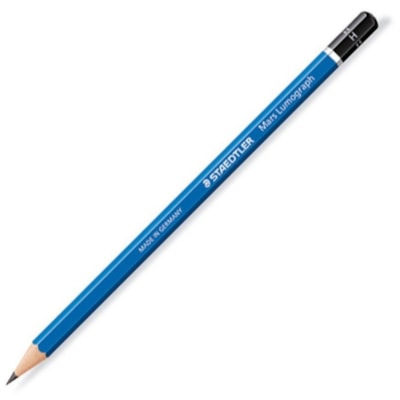 Staedtler Mars Lumograph Pencil - Gray Lead - H - Blue Wood Barrel - 1 Each EASY TO ERASE AND SHARPEN BREAK-RESISTANT  PRE-SHARPENED