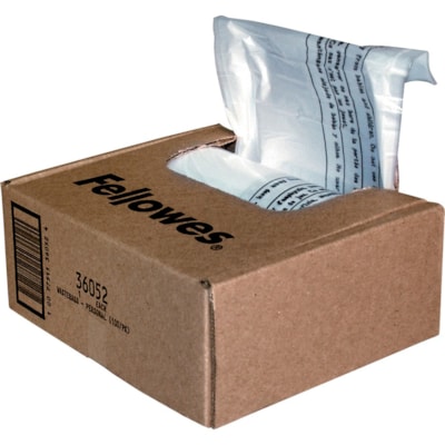 Fellowes - Sacs à déchets pour déchiqueteurs de bureau - 26,50 L - hauteur de 26 po (660,40 mm) x largeur de 24 po (609,60 mm) x profondeur de 9 po (228,60 mm) - Plastique - clair - 100 / Carton PR POWERSHRED PS50/PS55/PS60/ PS80 100/CTN  15X26X9