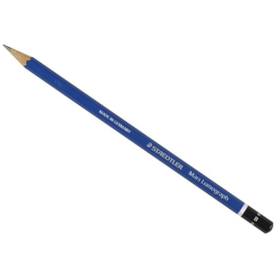 Staedtler Mars - Crayon de dessin/de croquis Lumograph - Lead Gris - B - Barrel Bleu Bois - 1 chaque  
