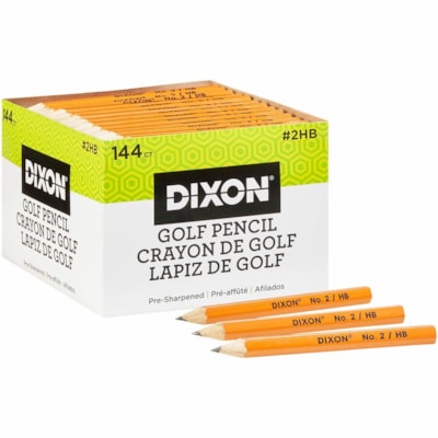 Dixon Pre-sharpened Wood Golf Pencils - #2 - Yellow Wood Barrel - 144 / Box  