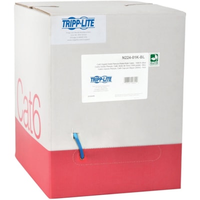Tripp Lite series N224-01K-BL Cat6 Gigabit Bulk Solid-Core Plenum-Rated CMP Cable, Blue, 1000 ft. - 1000 ft (304.80 m) Category 6 Network Cable for Network Device - 1 Gbit/s - CMP, Plenum - 23 AWG - Blue  d Pair (UTP) - Bare Wire Right  Connector - Bare wi