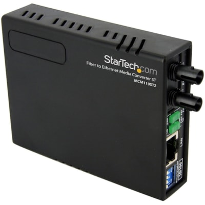 StarTech.com 10/100 Multi Mode Fiber Copper Fast Ethernet Media Converter ST 2 km - Convert and extend a 10/100 Mbps Ethernet connection up to 2 km over Multi Mode ST fiber - fiber converter - ethernet media converter - fibre converter - 10/100 media converter - utp to fiber  PERP 