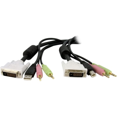 StarTech.com 6 ft 4-in-1 USB DVI KVM Switch Cable with Audio - Connect high resolution DVI video, USB, and audio all in one cable VM cable integrates dual link DVI video quality wi