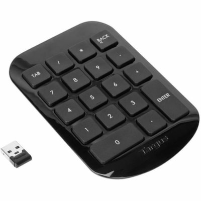 Targus Wireless Numeric Keypad - Wireless Connectivity - 33 ft (10058.40 mm) - 2.40 GHz - USB Interface - Windows, macOS, ChromeOS - PC, Mac - Black  WRLS 