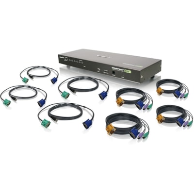 IOGEAR GCS1808KIT Combo KVM Switch - 8 x 1 - 8 x SPDB-15 Keyboard/Mouse/Video - 1U - Rack-mountable WITCH W/ 4 USB AND 4 PS/2 CABL ES