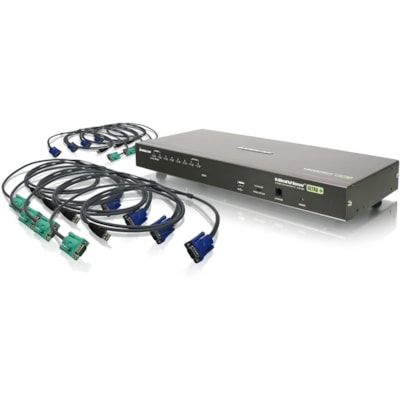 IOGEAR GCS1808KITU Combo KVM Switch - 8 x 1 - 8 x SPDB-15 Keyboard/Mouse/Video - 1U - Rack-mountable WITCH W/ USB CABLES (TAA) 
