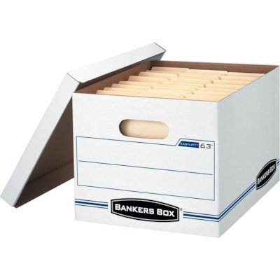 Bankers Box Easylift File Storage Box - Internal Dimensions: 12" (304.80 mm) Width x 12" (304.80 mm) Depth x 10" (254 mm) Height - External Dimensions: 12.8" (323.85 mm) Width x 13.3" (336.55 mm) Depth x 10.5" (266.70 mm) Height - 400 lb - Media Size Supported: Letter - Lift-off Closure - Stackable  LETTER STORAGE 20% LIGHTER FOR HANDLING