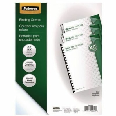 Fellowes - Couverures PVC ransparenes, lere, 25/paq. - hauteur de 11 po (279,4 mm) x largeur de 8,5 po (215,9 mm) x profondeur de 0 po (0 mm) - Pour format lettre 8 1/2 po (215,90 mm) x 11 po (279,40 mm) Feuilles - clair - Chlorure de polyvinyle (PVC). - 25 emballage LETTER SIZE 25 PACK