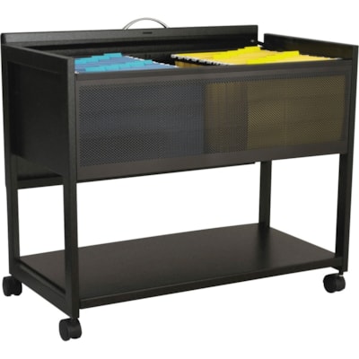 Safco Top Locking Mesh Mobile Tub Files - 4 Casters - 2.50" (63.50 mm) Caster Size - Steel - 33.3" (844.55 mm) Width x 17" (431.80 mm) Depth x 27" (685.80 mm) Height - Black - 1 Each BLACK 