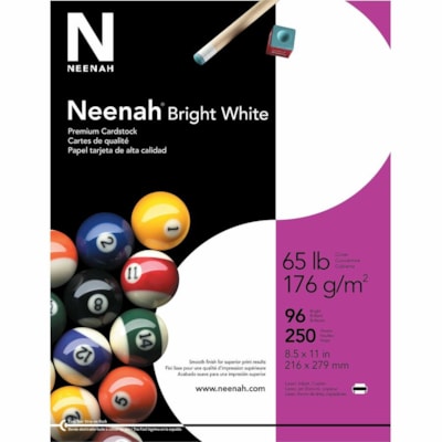 Neenah - Papier cartonné de choix blanc éclatant 65 lb - 96 Luminosité - format lettre - 8 1/2 po (215,90 mm) x 11 po (279,40 mm) - 65 lb (29483,50 g) Poids de Base - Lisse - Blanc brillant - 250 / emballage 65LB COUVERTURE 96 BRIGHT PAPIER CARTONNÉ PREMIUM LISSE