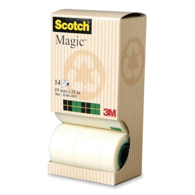 Scotch Magic 810R1833 Tape with Dispenser Tower - 36 yd (32.9 m) Length x 0.75" (19.1 mm) Width - Dispenser Included - For Sealing, Packing - 14 / Pack 14/PK 19MM X 33M 