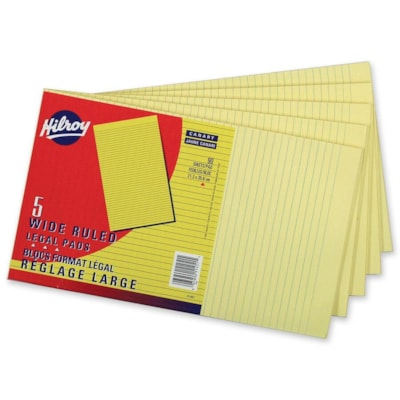 Hilroy - Bloc de figures - 90 Feuilles - 0,31 po (7,94 mm) Avec ligne - format 8 3/8 po (212,73 mm) x 14 po (355,60 mm) - Paper Canari - 5 / emballage CANARI  RÉGLURE LARGE 5/16" 90 FEUILLES PAR BLOC
