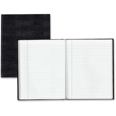Blueline EcoLogix Executive Notebooks - 150 Sheets - Perfect Bound - Ruled Red Margin - 7 1/4" (184.15 mm) x 9 1/4" (234.95 mm) Sheet Size - White Paper - Black Cover - Hard Cover, Unpunched - Recycled 100% - 1 Each BLACK HARD COVER  150PG PERFECT BINGING 100% PCP