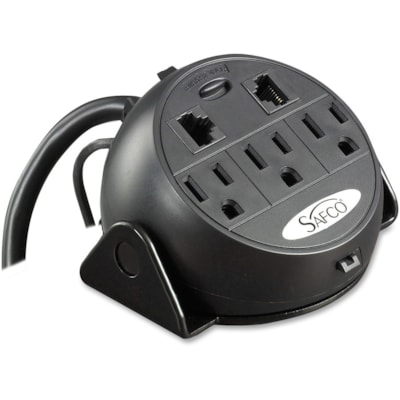 Safco 3-Outlets Power Strip - 3, 2 x RJ-45 - 8 ft (2.44 m) Cord - Black CLAMP-ON POWER AND DATA MODULE 