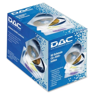 DAC® MP-157 Slim CD/DVD Jewel Case - Jewel Case - Poly - Clear - 1 CD/DVD 50 PK CLEAR 