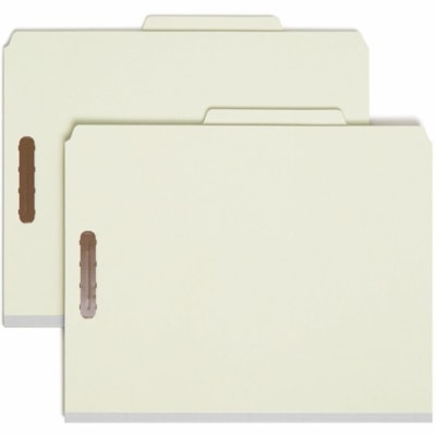 Smead 2/5 Onglet coupé format lettre Recyclé Chemise de classification - 8 1/2 po (215,90 mm) x 11 po (279,40 mm) - 2 po (50,80 mm) Extension - 2 x 2K Attache(s) - 2 po (50,80 mm) Capacité de trombone - Haut Position supérieure - Droite du centre Position d'onglet - 2 S&e 2 DIVIDERS/2" EXPANSION LETTER SIZE/GRAY/GREEN