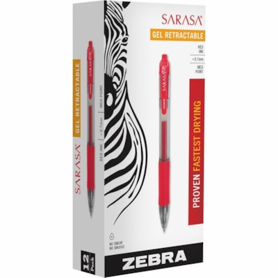 Zebra SARASA dry X20 Retractable Gel Pen - 0.7 mm (0.03") Medium Pen Point - Refillable - Retractable - Red Ink - Pigment-based - Translucent Barrel - 1 / Box W/RUBBER GRIP 